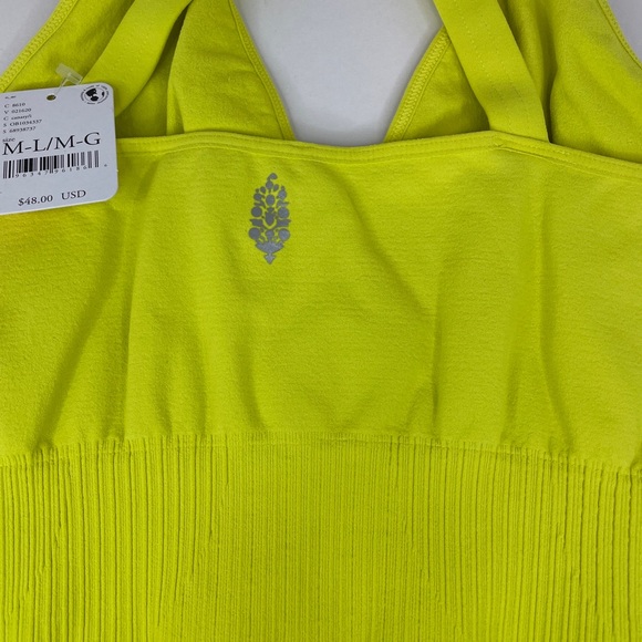 Free People Good Karma Vintage Style Crop Activewear Sports Bra Top Canary - Picture 7 of 7